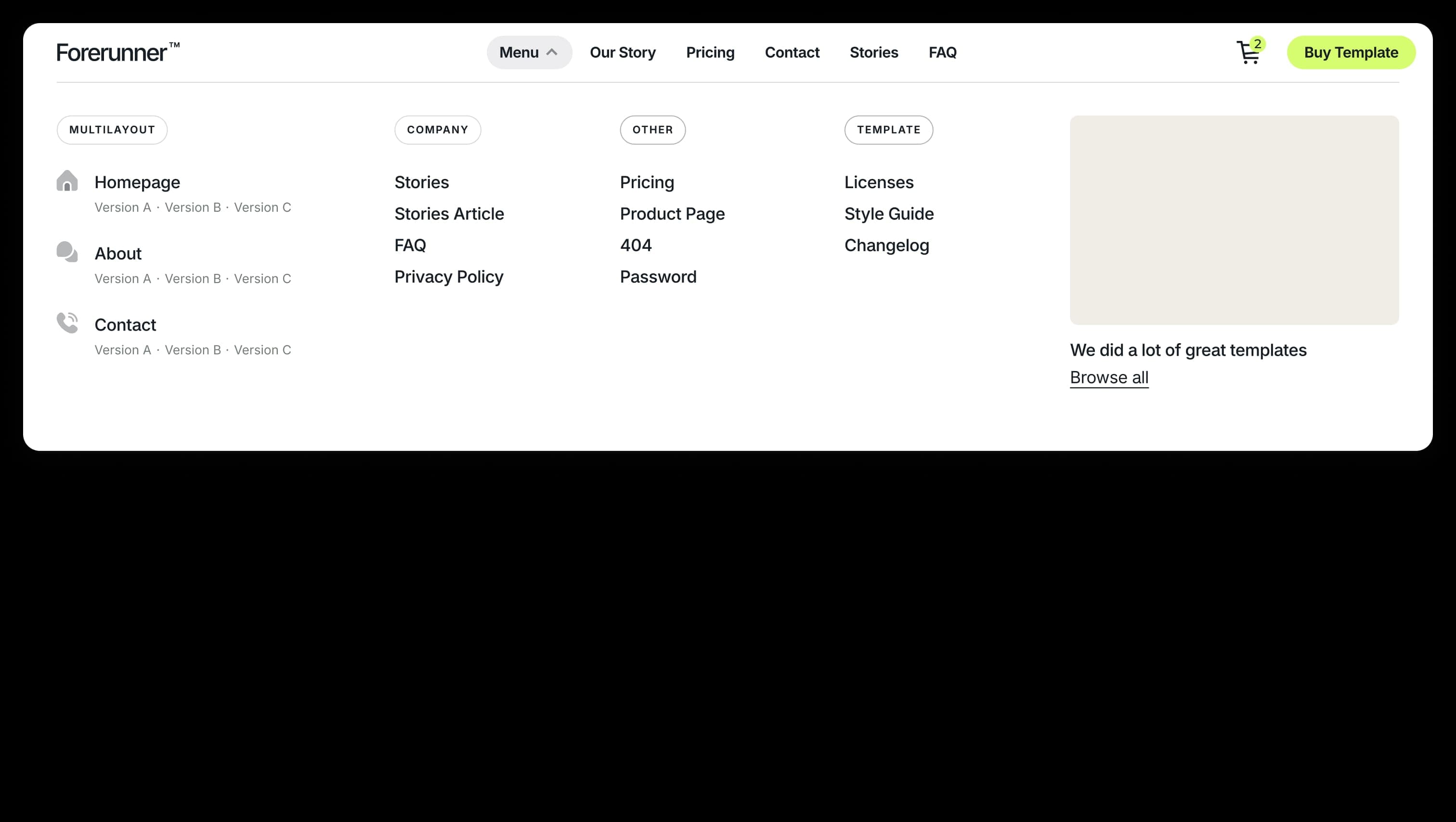 Navigation with Mega Menu Dropdown